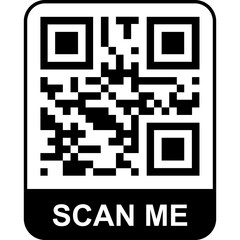 QR code colorful frame for scanning. Scan me phone tag. Template of QR code for mobile app, payment, smartphone, pda, mobile phone. PNG object. Barcode, digital technology