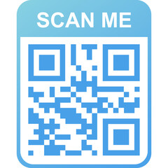 QR code colorful frame for scanning. Scan me phone tag. Template of QR code for mobile app, payment, smartphone, pda, mobile phone. PNG object. Barcode, digital technology