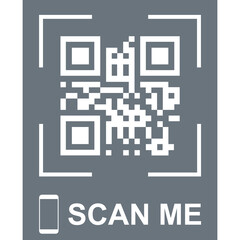 QR code colorful frame for scanning. Scan me phone tag. Template of QR code for mobile app, payment, smartphone, pda, mobile phone. PNG object. Barcode, digital technology
