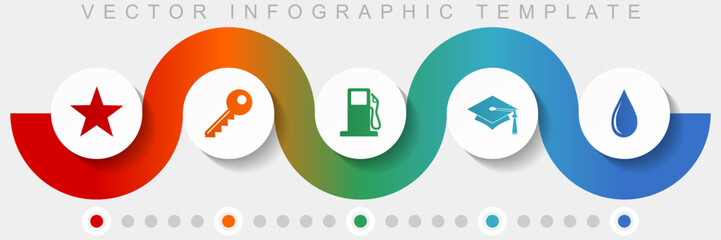 Poster - Education infographic vector template with icon set, miscellaneous icons such as star, key, fuel, education and water for webdesign and mobile applications