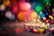 © Farnaces - Multicolored festive confetti falling on the street. Blurred background. Generative AI