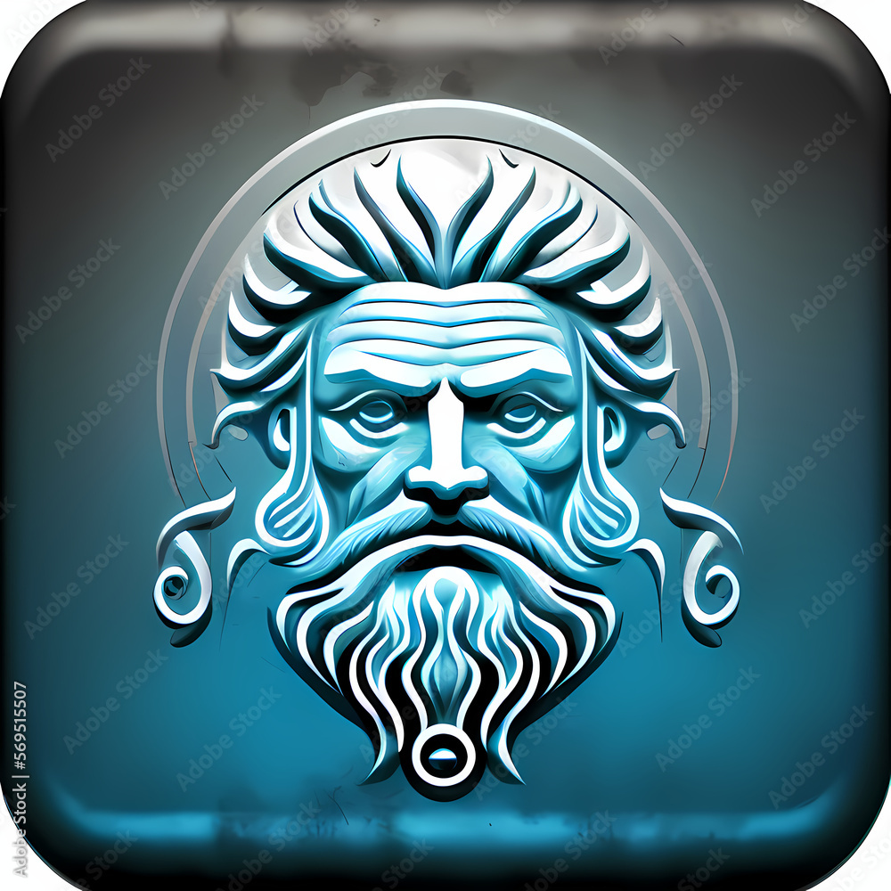 Logo / Icon of Poseidon, a Greek god of the ocean. Generative AI 素材庫插圖 ...
