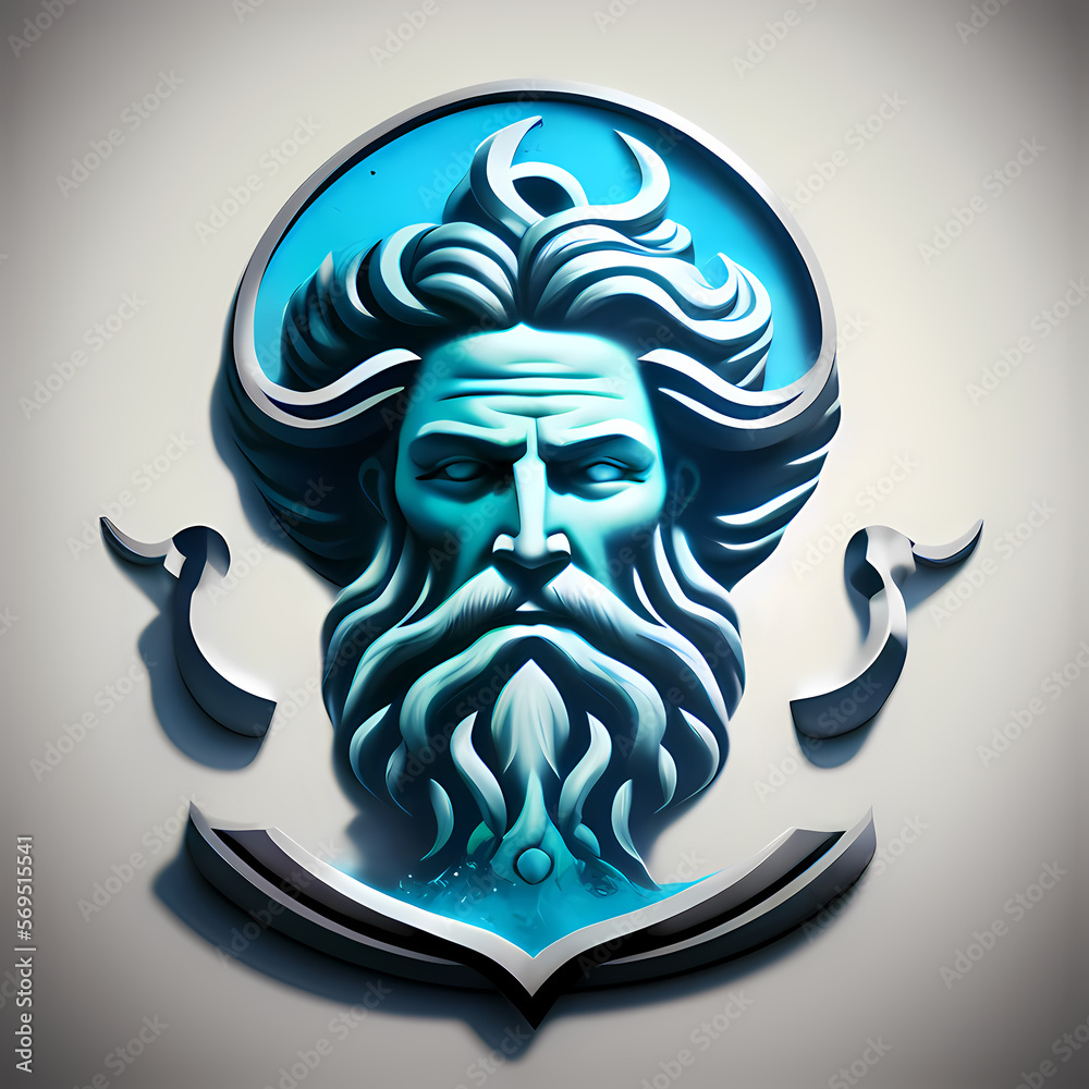 Logo / Icon of Poseidon, a Greek god of the ocean. Generative AI Stock ...
