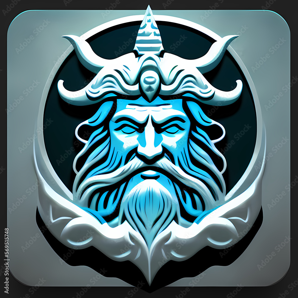 Logo / Icon of Poseidon, a Greek god of the ocean. Generative AI Stock ...