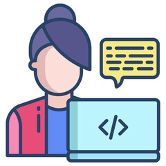 Programmer woman icon