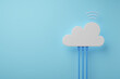 Cloud computing technology concept background, white cloud connect with network cable, 3d rendering.