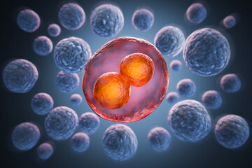 Wall Mural - 3d rendering of human cell or embryonic stem cell microscope background.