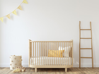 Wall Mural - Nursery interior in scandinavian style. 3d render.