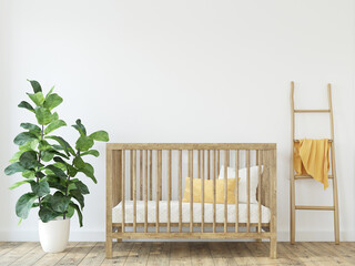 Wall Mural - Nursery interior in scandinavian style. 3d render.