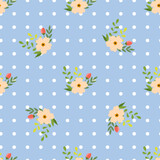 Fototapeta Pokój dzieciecy - Seamless flower pattern. Flat botanical ornament with minimalistic elements in soft palette. Simple vector repeating texture. Modern swatch.