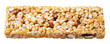 Top view of healthy granola bar (muesli or cereal bar) isolated on transparent background with clipping path