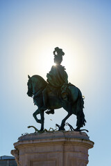 Wall Mural - portuguese horse and rider statue against a blue sky