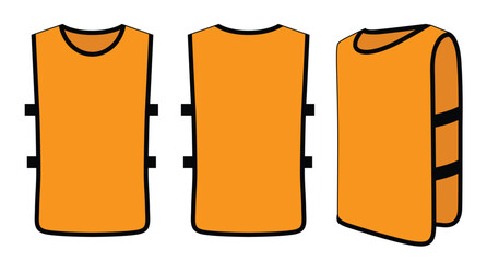 Wall Mural - Blank Orange Soccer Football Training Vest Template on White Background. Front, Back and Side View, Vector File