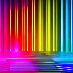 Wall Mural - ai-generated, abstract colorful background, bright neon rays, and glowing lines. pink, yellow, blue,
