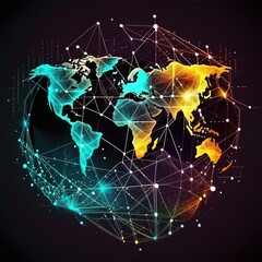 Poster - Global Internet connection metaverse, Business internet connection and digital marketing application technology, Financial and banking, Digital link tech, big data generative ai