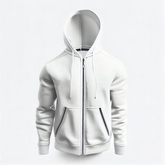 Wall Mural - White casual hoodie isolated on white background. Digitally generated AI image