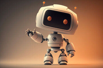 Playful cute and happy toy robot android 3d rendering. Ai generated