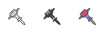 Pneumatic rock drill different style icon set
