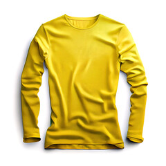 Wall Mural - Yellow shirt long sleeve on white background.
Digitally generated AI image