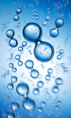 Wall Mural - models of hydrogen molecules floating against blue background - h2 scientific element