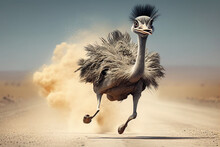 Portrait Of A Running Ostrich Generated By AI