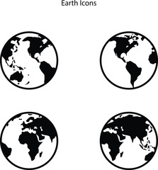 Poster - World icons set. World planet earth icon collection. Globes with world map symbol. Globe shape line and flat style