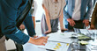 © A.S./peopleimages.com - Documents, meeting and startup team in workshop for kpi strategy, planning or financial project for startup business. Accounting, paperwork and consultation for target, goals or tax audit research.