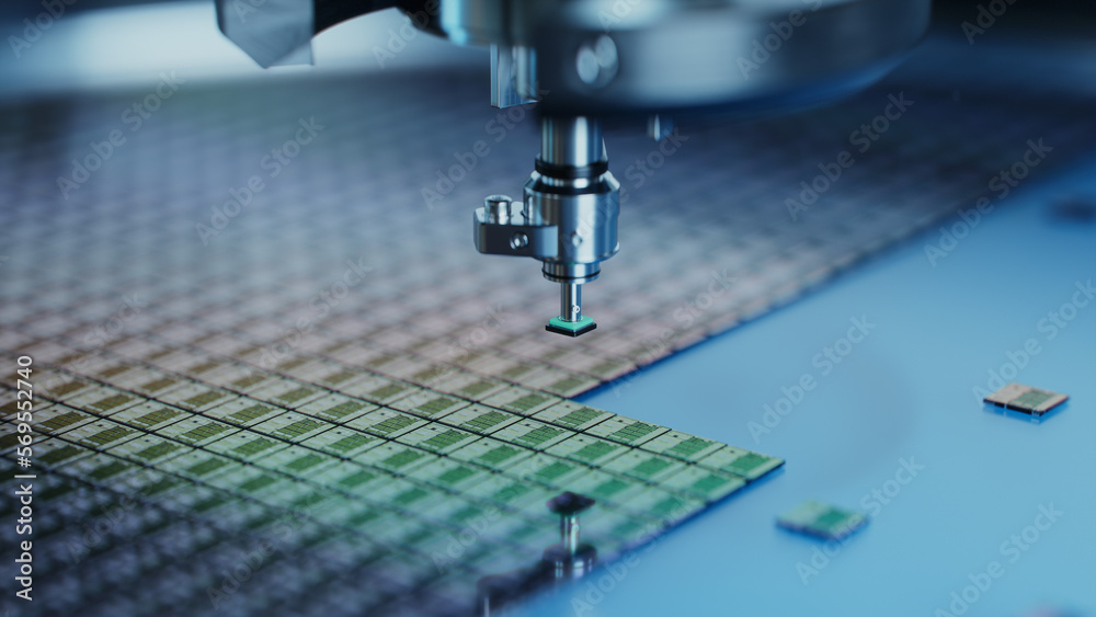 Close up Of Semiconductor Packaging Process Computer Chips Are Being Close up Of Semiconductor Packaging Process Computer Chips Are Being
