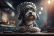 Portrait d'un chef chien dans les cuisines d'un restaurant » IA générative