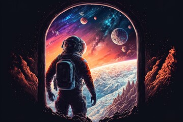 Wall Mural - amazing astronaut perspective of the cosmos Generative AI