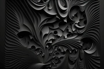 Poster - abstract black textured background. Generative AI