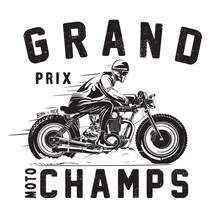 Cafe Racer Vintage Motorcycle Hand Drawn T-shirt Print.
