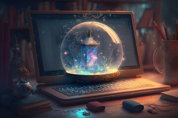 magical computer created using Generative AI Technology
