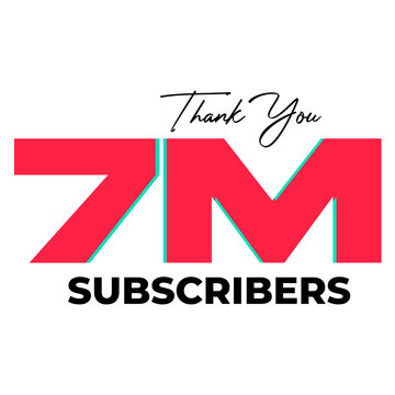 7M subscribers celebration greeting banner on Transparent Background