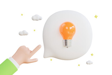 Poster - Light bulb on thinking cloud 3d illustration