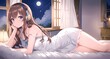 A beautiful anime Lo-fi girl chilling at night. Generative AI