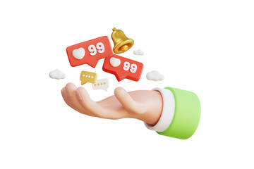Poster - Social Media with love, chat, and notification 3d illustration