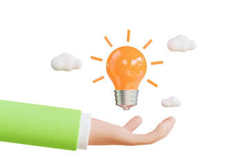 Poster - Hand holding Light Bulb 3d illustration