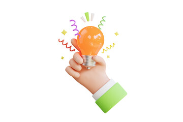 Poster - hand holding a light bulb 3d illustration
