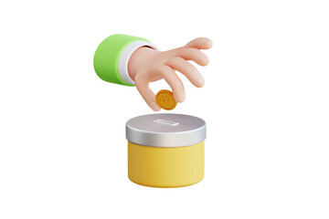 Poster - Donation Box with golden coin 3d illustration