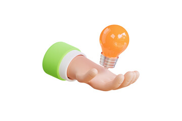 Poster - Hand of businessman holding light bulb 3d illustration