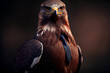Portrait of a hawk in elegant business suit outfit. Serious boss concept.  
Digitally generated AI image.