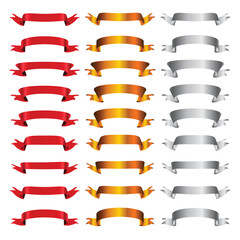 Wall Mural - red, golden and silver banner set.