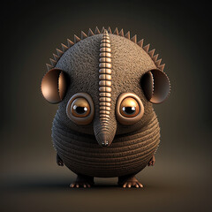 Wall Mural - Cute armadillo cartoon character created using generative AI tools