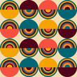 70s retro groove pattern with circles. Vintage geometrical pattern.