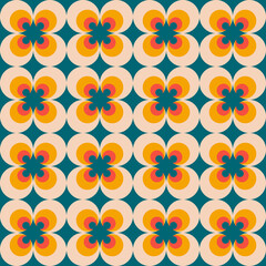 Wall Mural - Retro groove pattern with circles in the style of 70 s