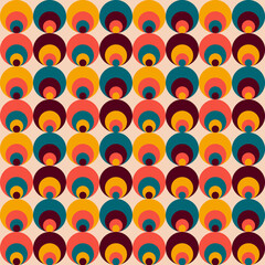 Wall Mural - 70s retro groove pattern with circles. Vintage geometrical pattern