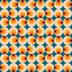 Wall Mural - 70s retro groove pattern with circles. Vintage geometrical pattern