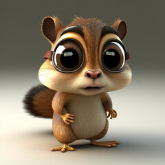 Wall Mural - Cute chipmunk cartoon character created using generative AI tools