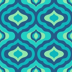 Wall Mural - Retro blue green geometric seamless pattern